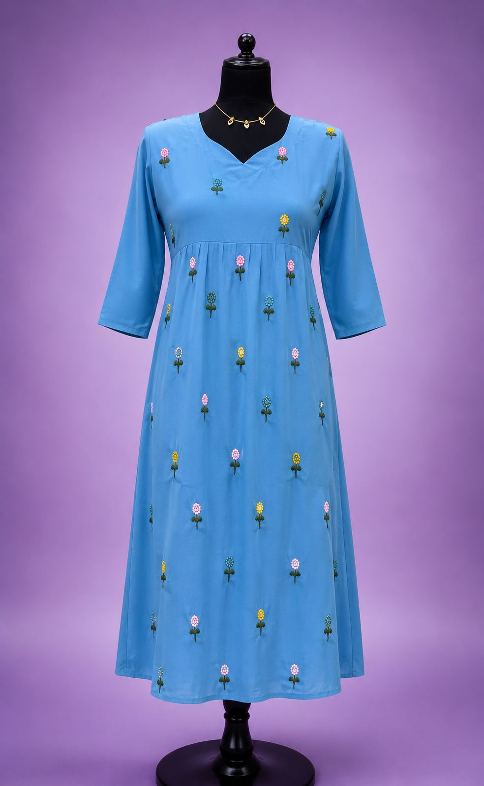 Elegant Mal Chanderi Embroidered Kurti