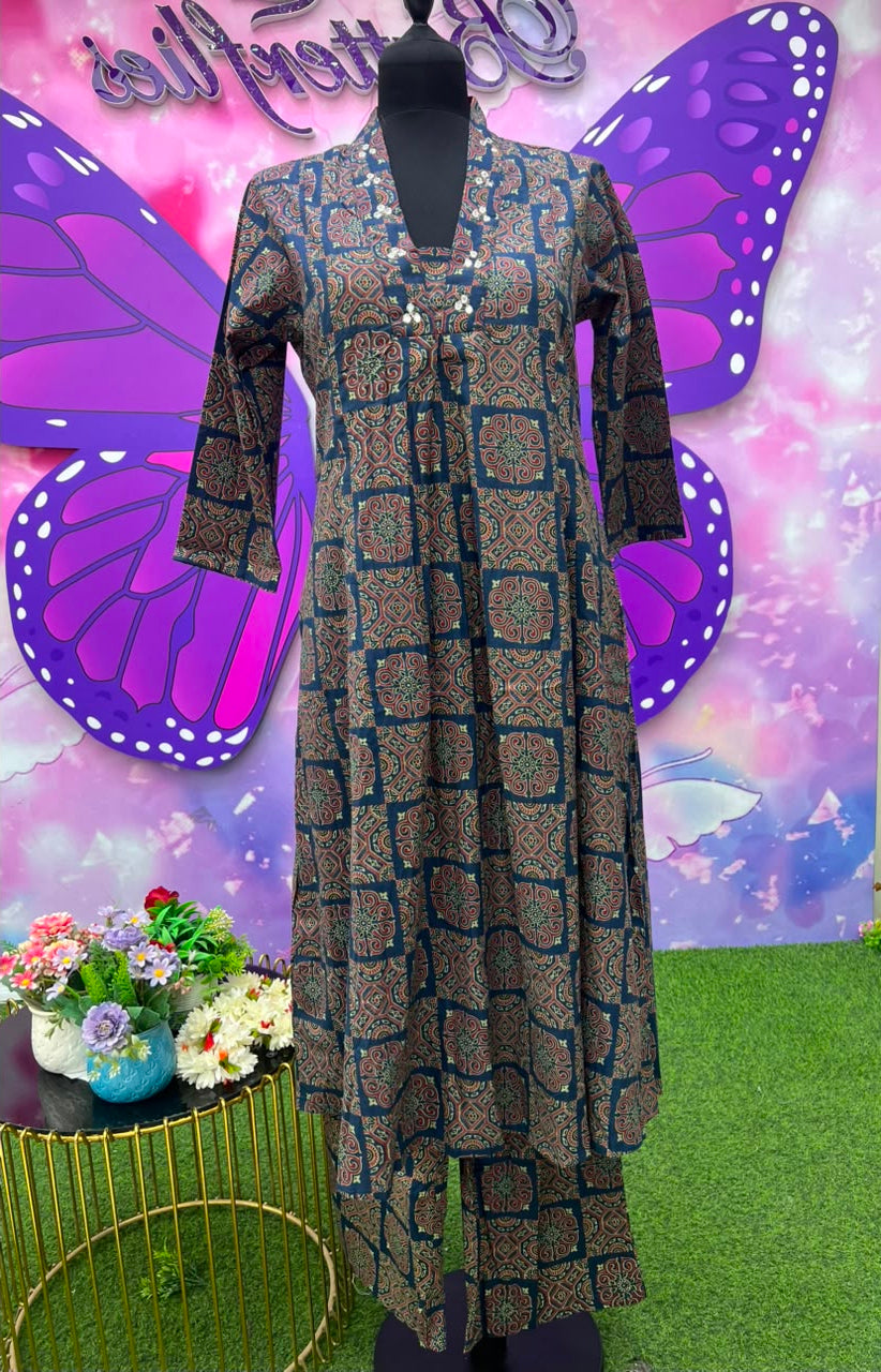Blue Ajrakh Print Co-ord Set