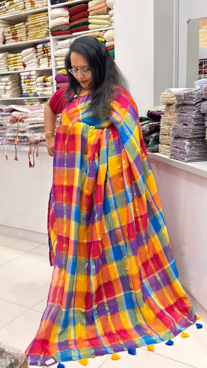 Premium Mul Cotton Check Saree