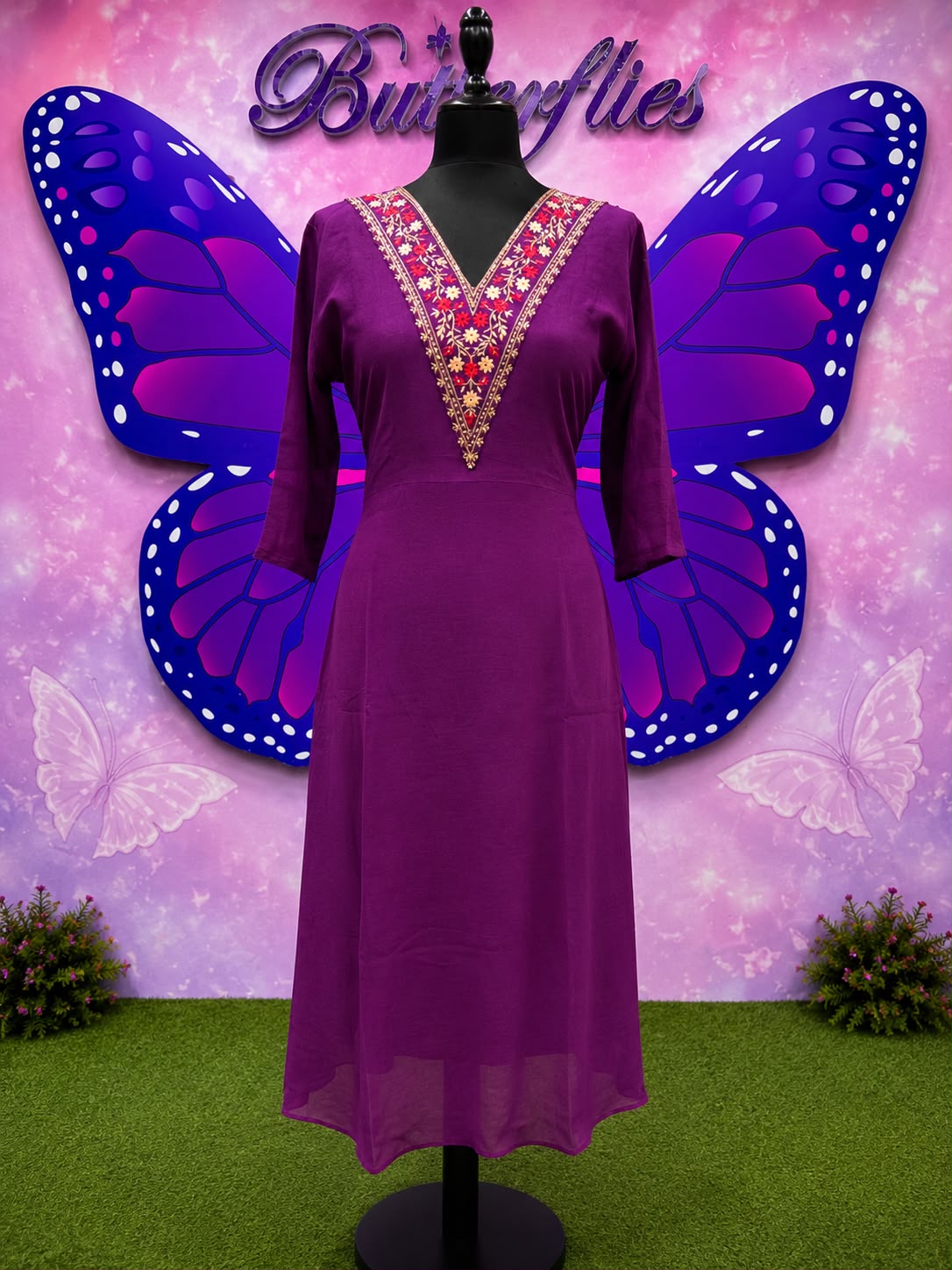 Premium Embroidered Flared Kurti