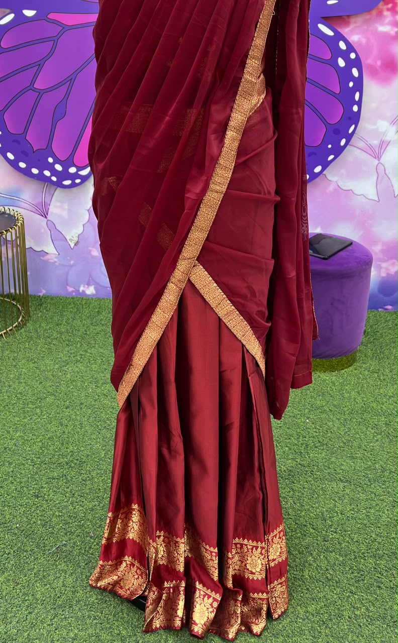 Royal Maroon Davani;:Set Unstitched materials