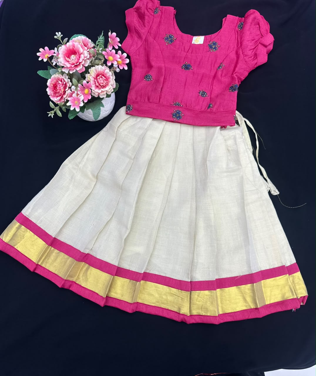 Premium Kids Pattu Pavada pink
