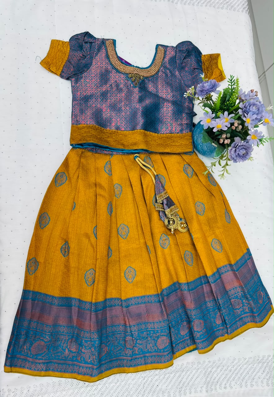 Kids Premium Pattu Pavada Set