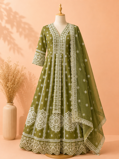 Premium Mul cotton Designer Anarkali Set cotton