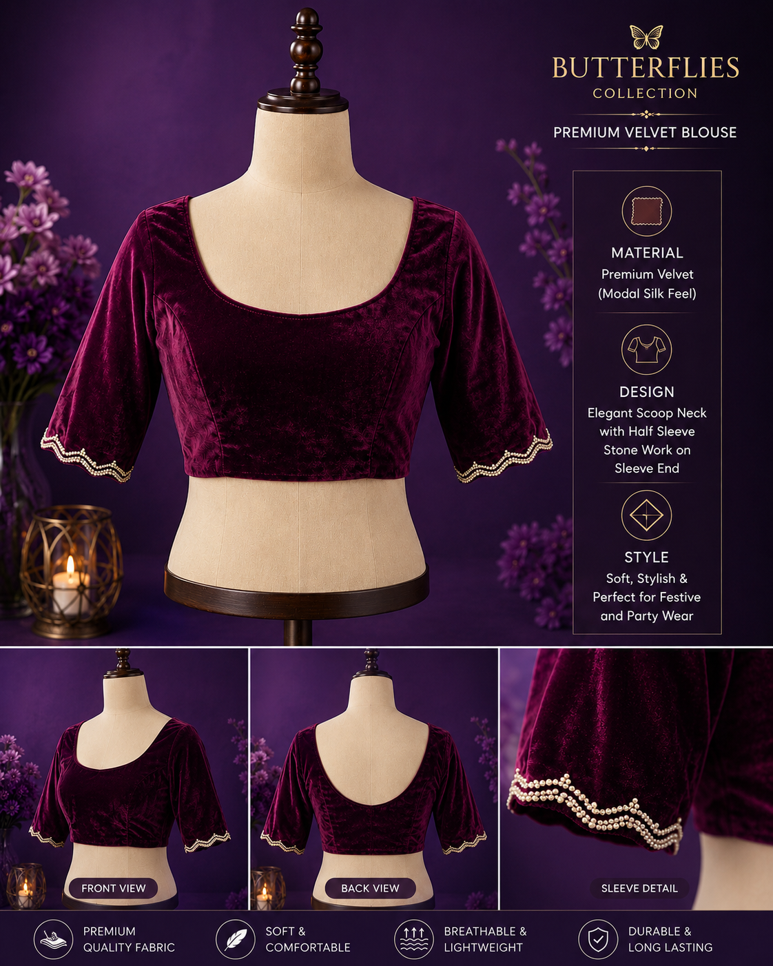 Premium Velvet Designer Blouse