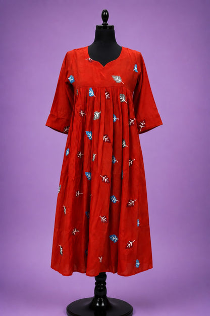 Elegant Mal Chanderi Embroidered Kurti