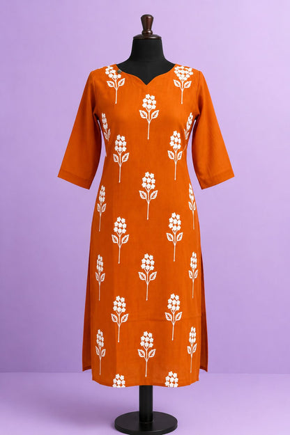 Mul Chanderi Slitted Kurti