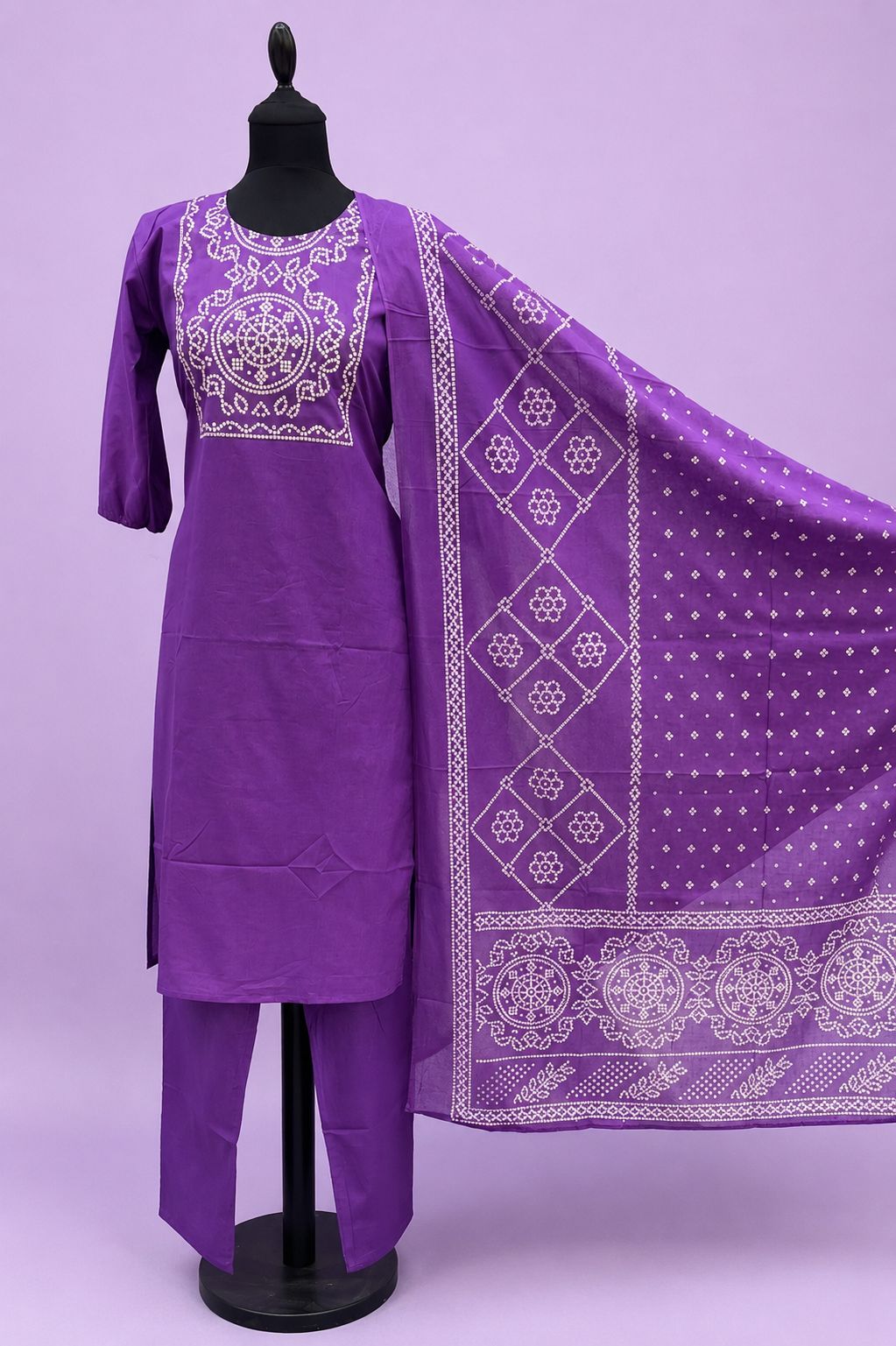 Bandhani Print Churidar Set