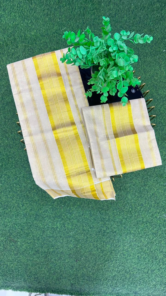 Kerala Kasavu Set Mundu  White, Gold
