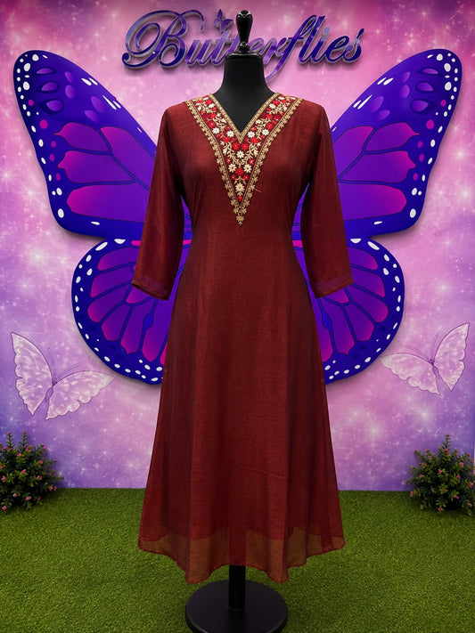 Premium Embroidered Flared Kurti