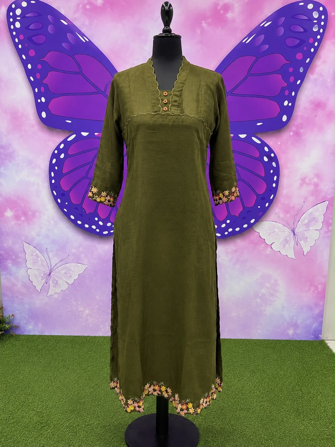 Olive Green Premium Kurti