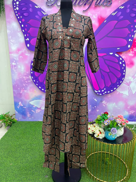 Black Ajrakh Print Co-ord Set