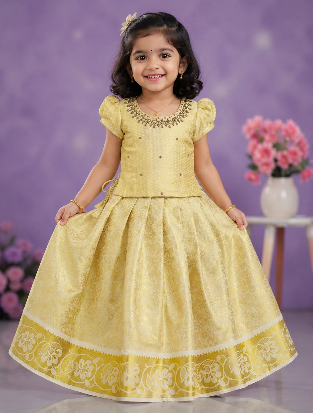 Kids Premium Pattu Pavada Set
