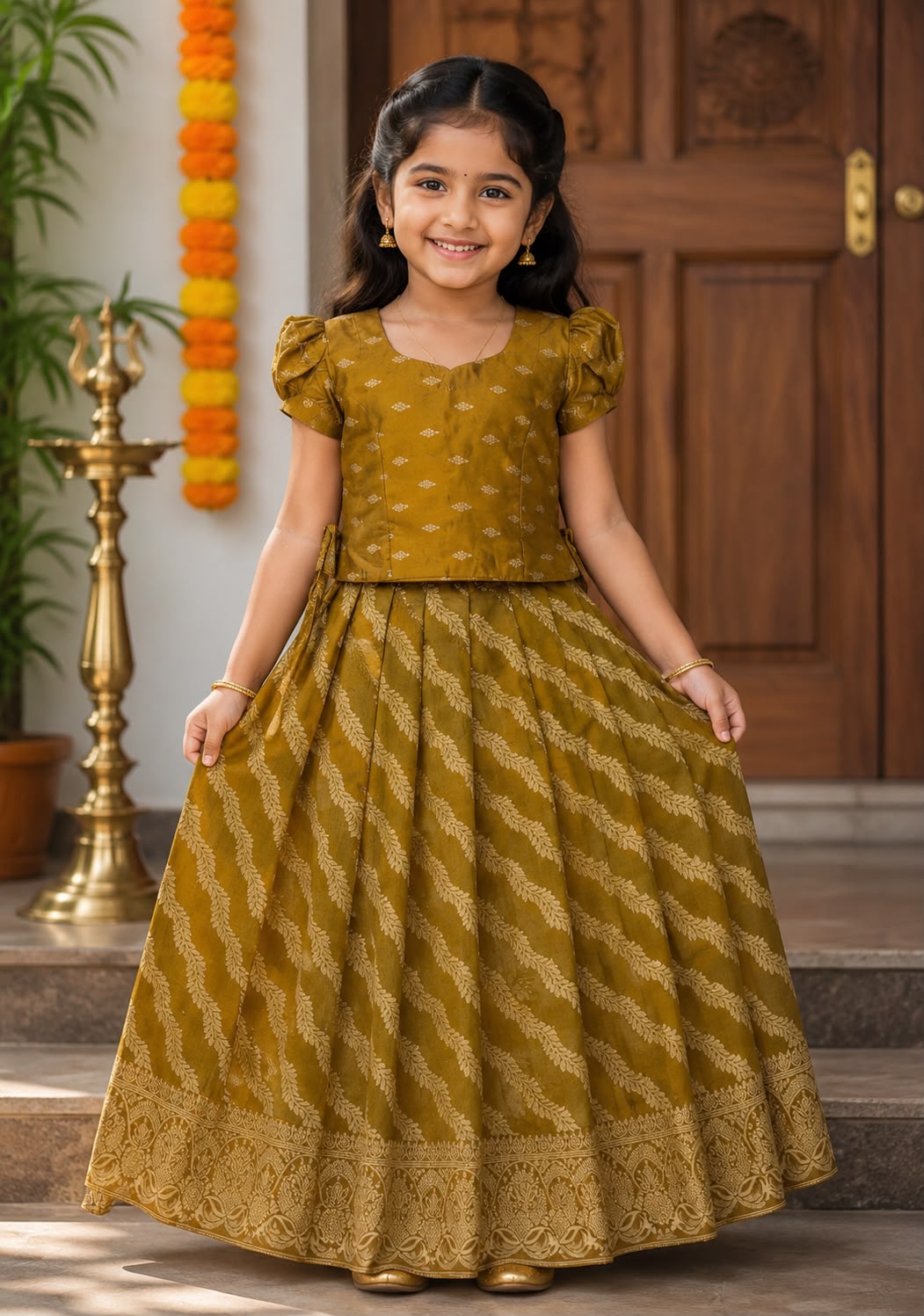 Kids Premium Pattu Pavada Set