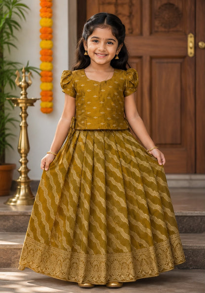 Kids Premium Pattu Pavada Set