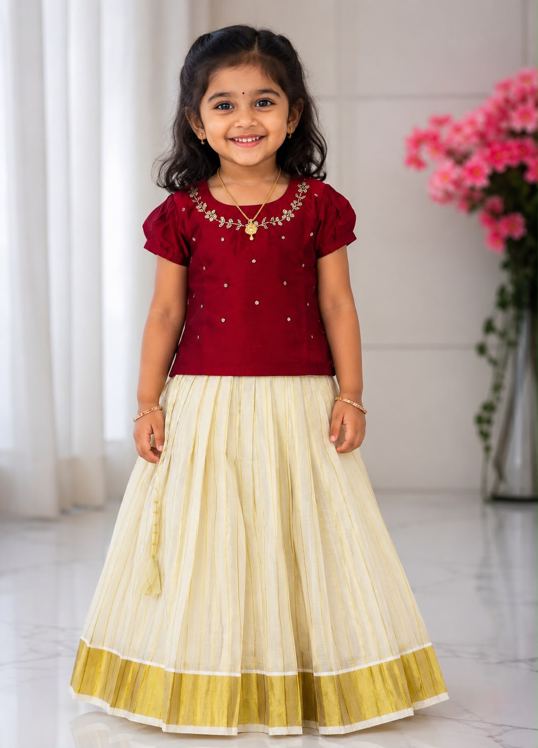 Kids Premium Pattu Pavada Set