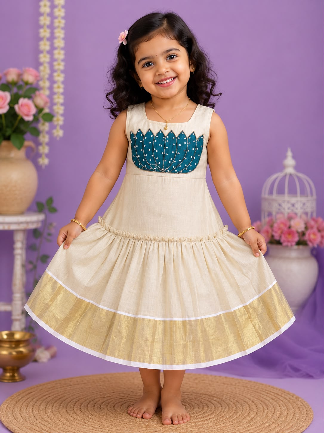 Premium Kids Kerala Pattu Pavada