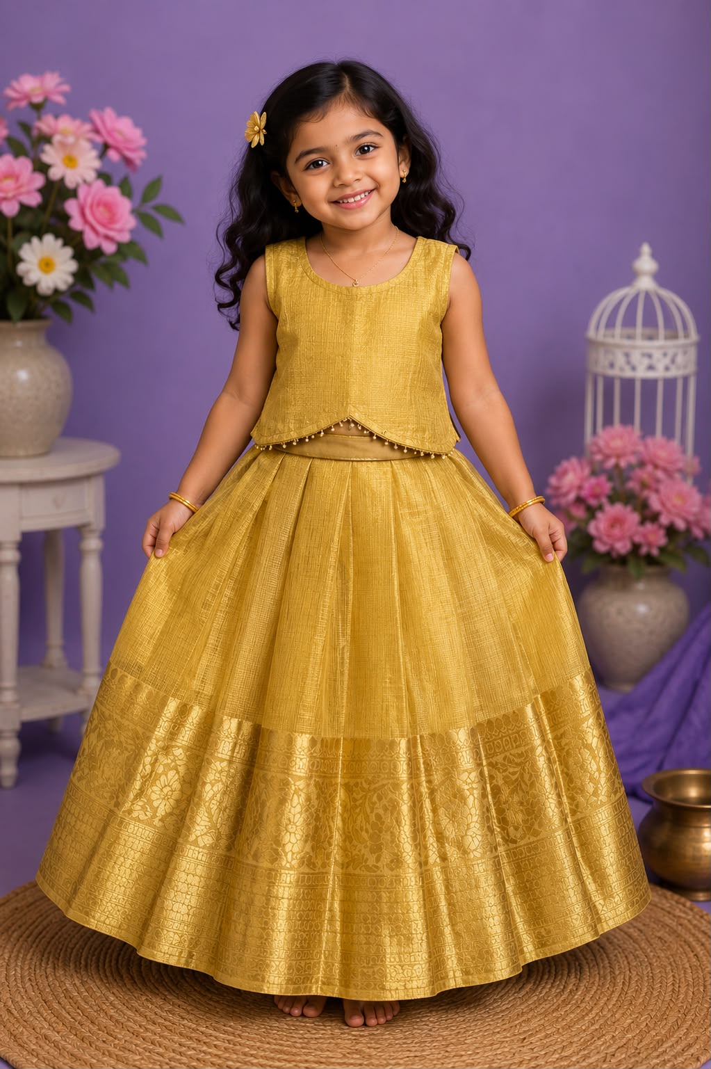 Premium Kids Kerala Pattu Pavada