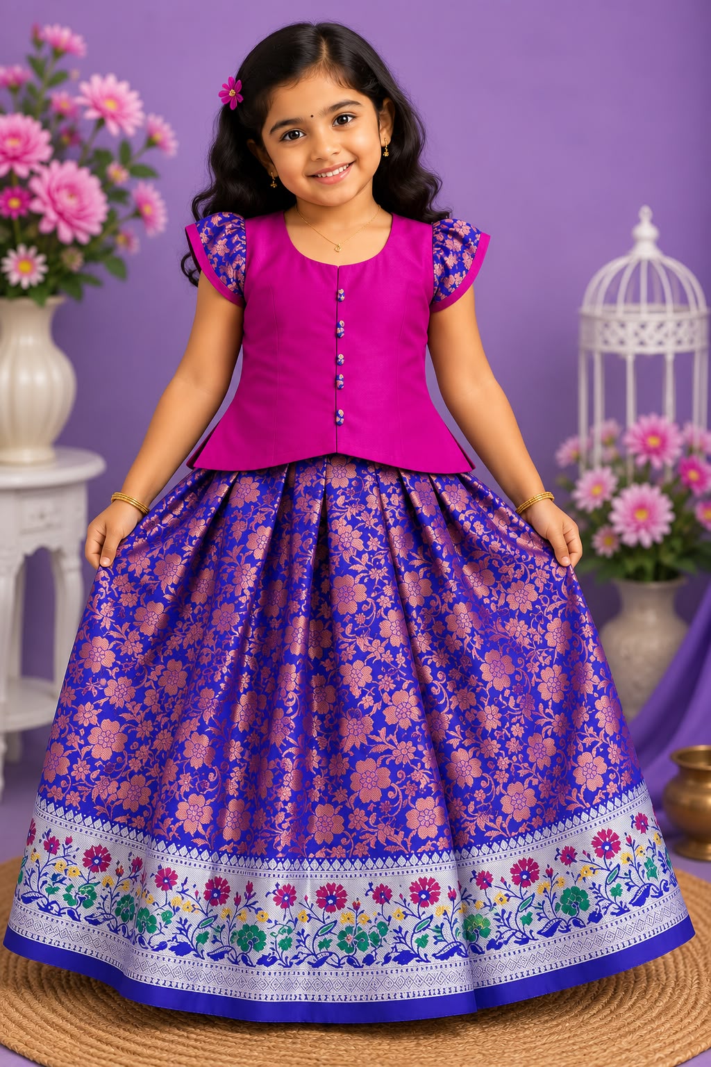Premium Kids Kerala Pattu Pavada