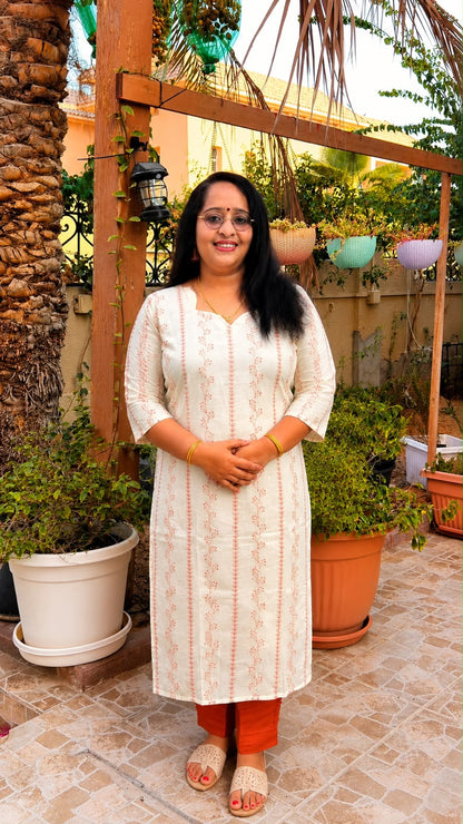 Premium Embroidered Cotton Kurti Set