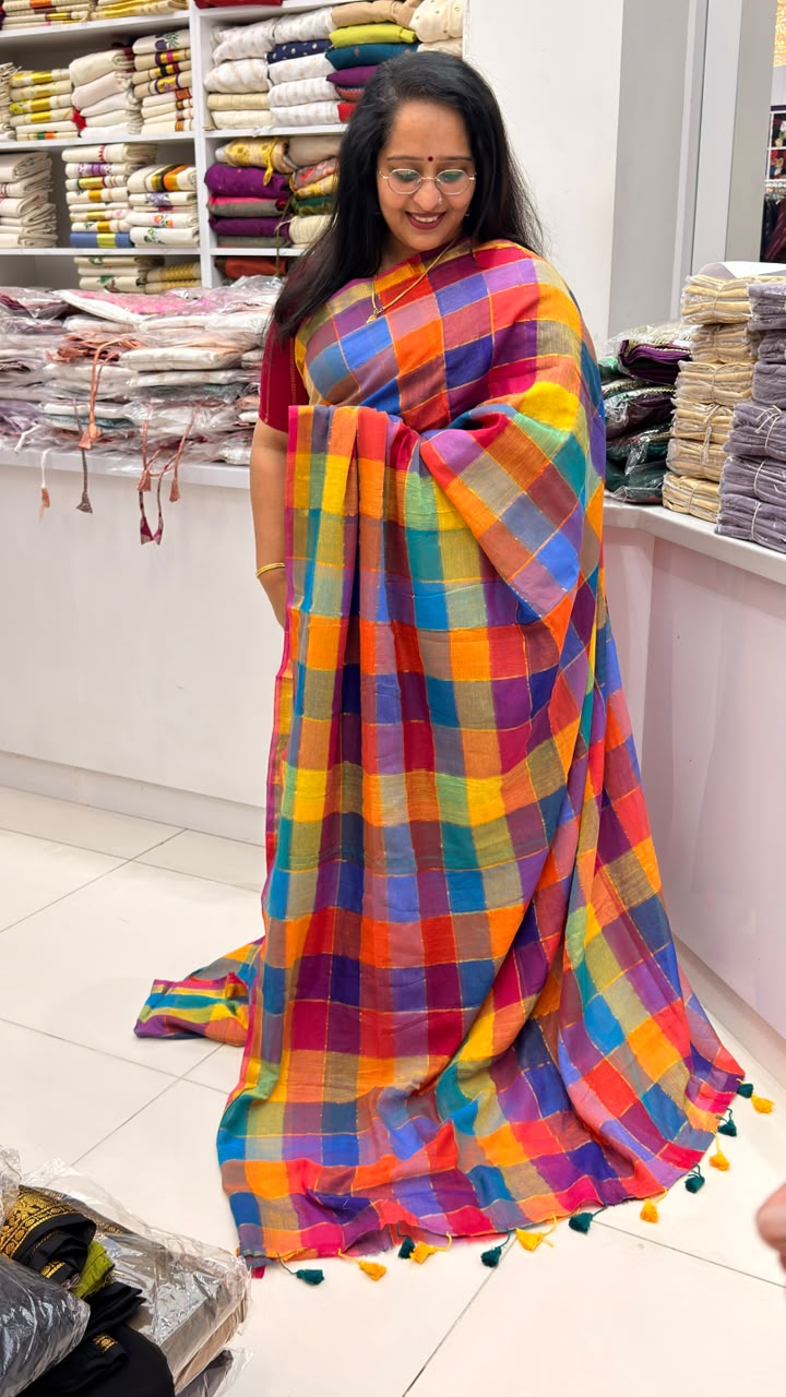 Premium Mul Cotton Check Saree