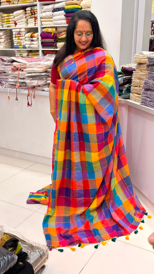 Premium Mul Cotton Check Saree
