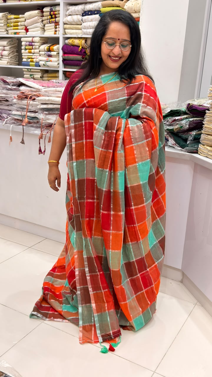 Premium Mul Cotton Check Saree