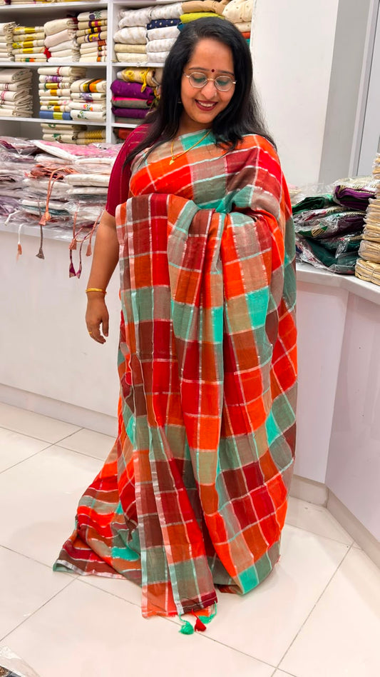 Premium Mul Cotton Check Saree