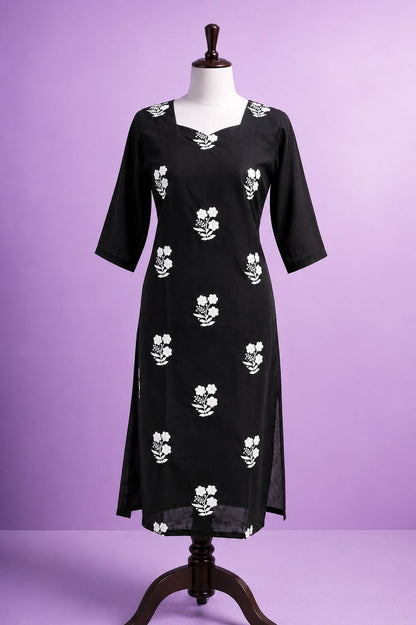 Mul Chanderi Slitted Kurti