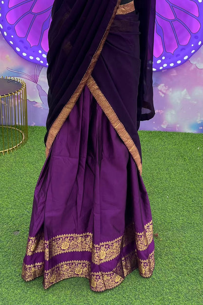Royal Purple Kerala Style Davani Set Unstitched materials