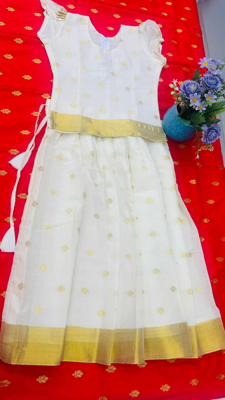 Kids Pattu Pavada  Premium Kasavu Collection