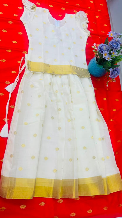 Kids Pattu Pavada  Premium Kasavu Collection