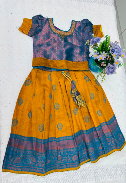 Kids Premium Pattu Pavada Set