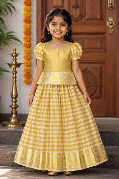 Kids Premium Pattu Pavada Set