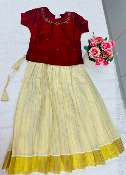 Kids Premium Pattu Pavada Set