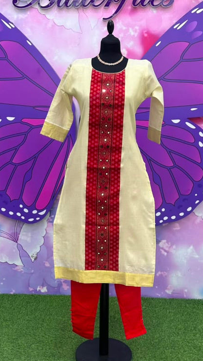 Premium Cotton Onam Kurti Set